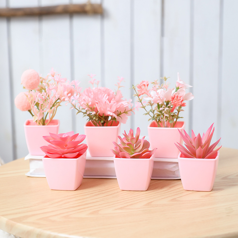 Plant Desk Mini - 6개 미니 인조 화분 식물: 사무실