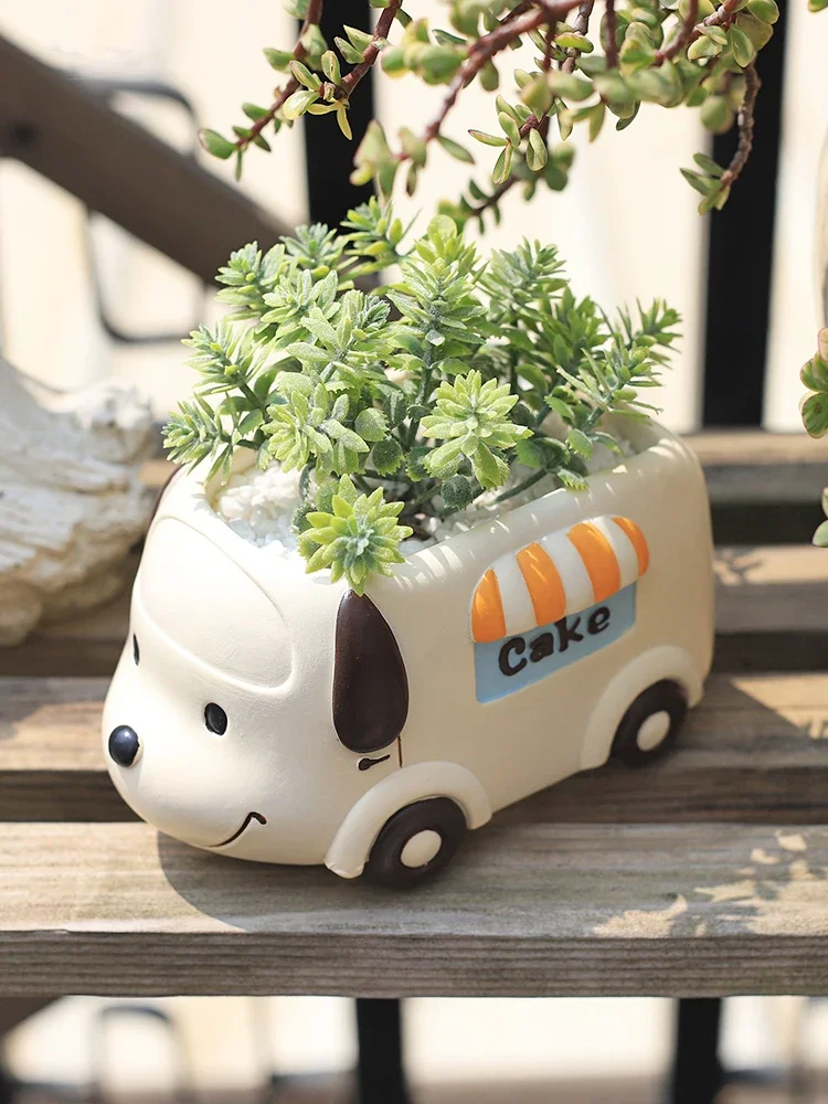 Plant Desk Mini - 음식 트럭 동물 작은 화분 송진