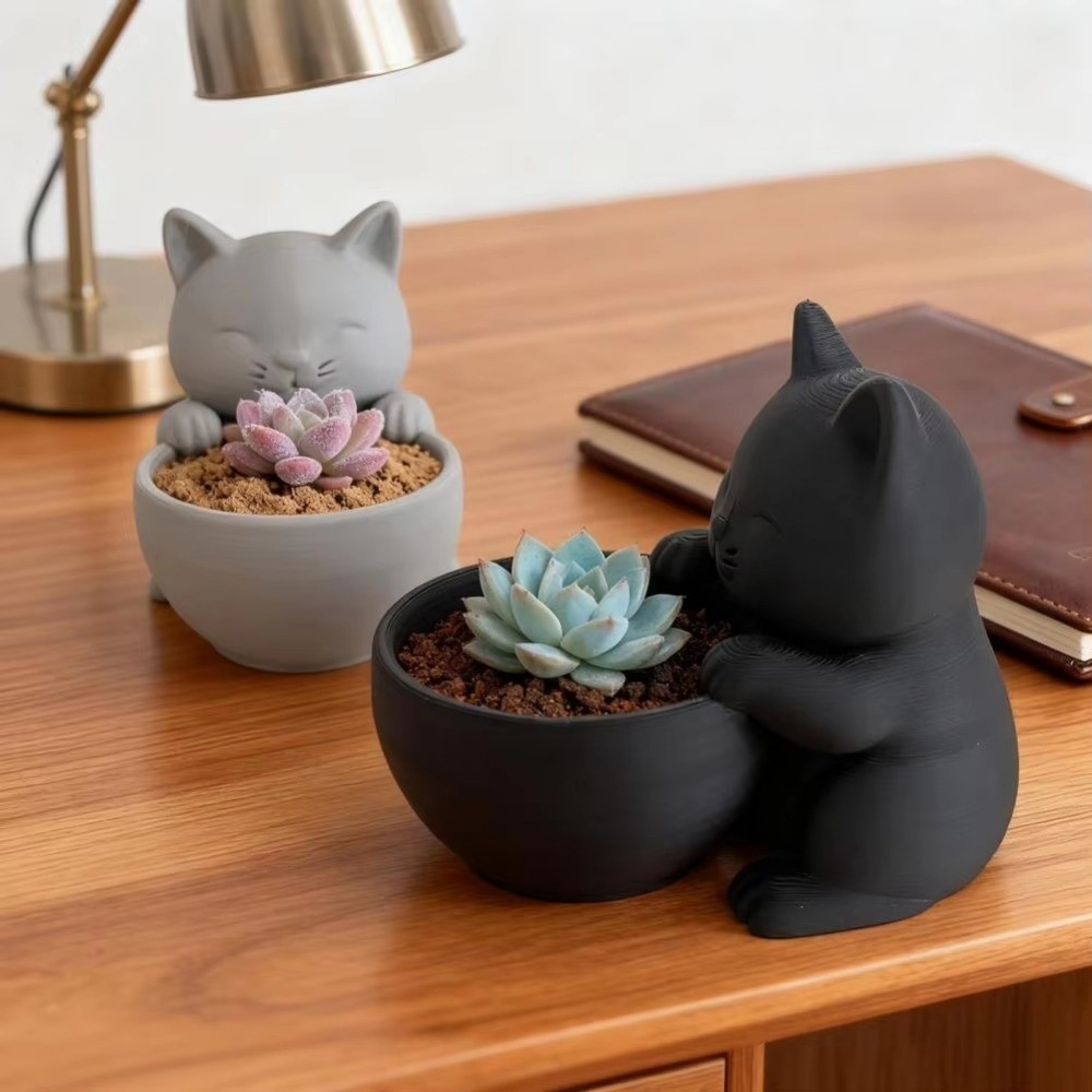 Plant Desk Mini - 배수구가 있는 미니 소형 화분 고양이