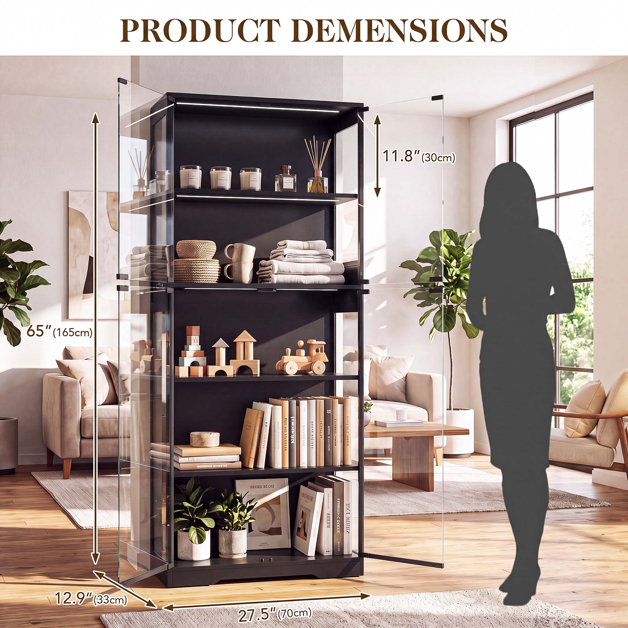 TCGBKAF 5단 디스플레이 캐비닛(유리 도어 포함) - Home Office Living Room 리뷰 및 가격