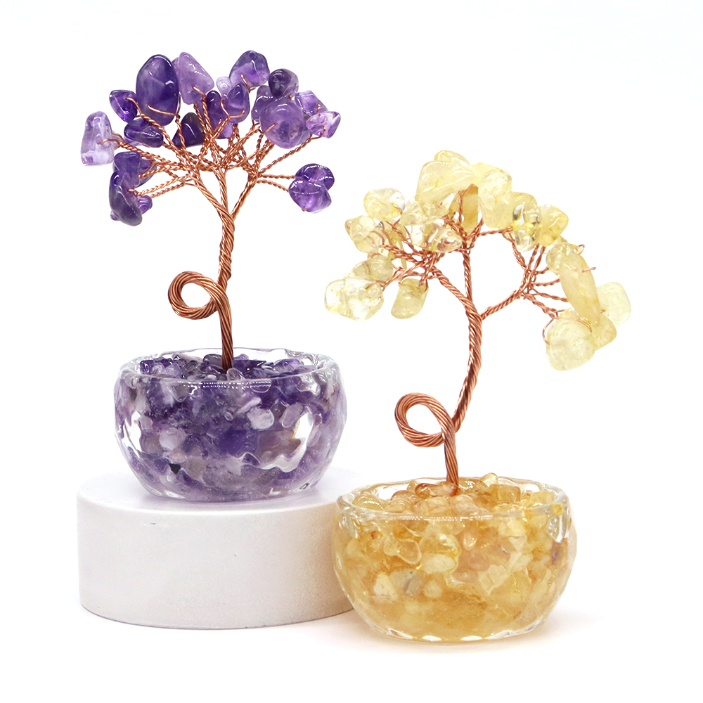 천연 원석 크리스탈 행운의 나무 자갈돌 받침대 차크라  - Plant Desk Mini 리뷰 및 가격