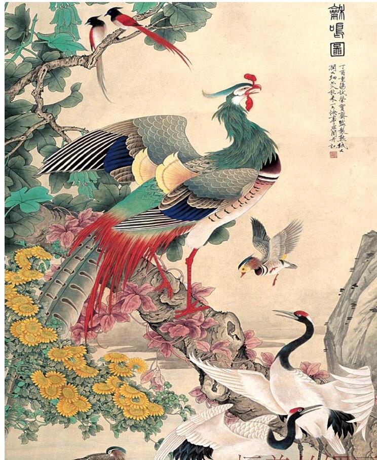 백마리의 새들이 피닉스를 공경 중국 미술 그림 홈 오피 - Home Office Pay 리뷰 및 가격